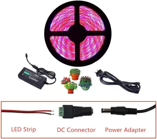 Miniatura 6 de Luces de cultivo para inicio de semillas, tiras de luz LED de espectro completo de 16.4 pies, rojo y azul 5:1, lámpara de cultivo flexible