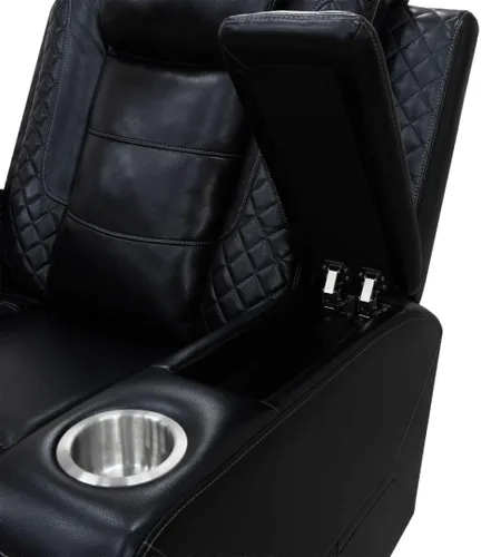 Miniatura 6 de Juego de sofá reclinable eléctrico de cuero con LED, juego de muebles de sala de estar, juego de sofá de cuero con puerto USB, consola