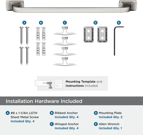 Miniatura 7 de Amerock BH36013G10 Toallero de níquel cepillado Toallero de 18 pulgadas (17.992 in) Highland Ridge Toallero de baño Accesorios de baño