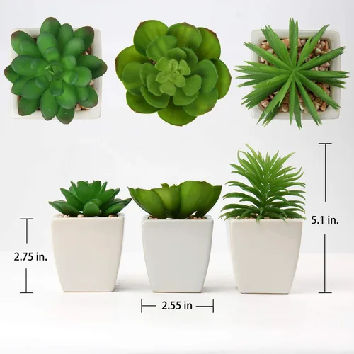 Miniatura 2 de Briful 3 suculentas falsas para decoración de bandejas escalonadas de granja, plantas artificiales más pequeñas, plantas artificiales en maceta, 3