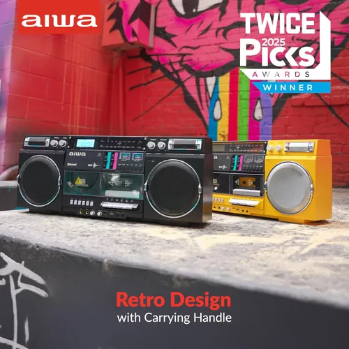 Miniatura 7 de Aiwa Retro Boombox Reproductor de CD con grabación en casete, Bluetooth 5.0, radio FM/AM, entradas USB/SD/AUX, medidores VU, pantalla LCD, altavoces