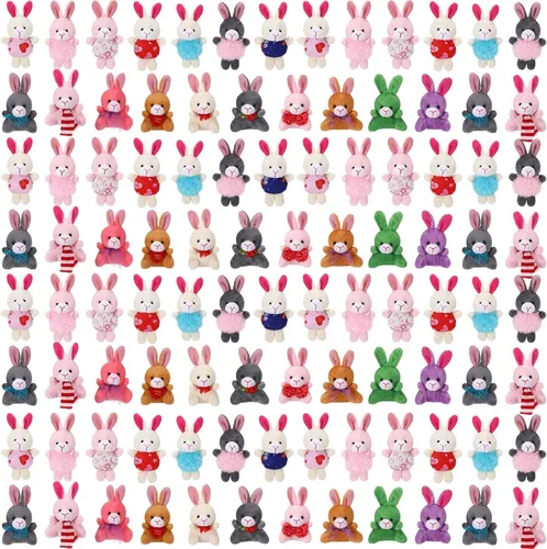 Miniatura 12 de Zhanmai 100 piezas de mini animales de peluche a granel, juguetes de animales pequeños, llaveros para fiestas, huevos de Pascua para niños