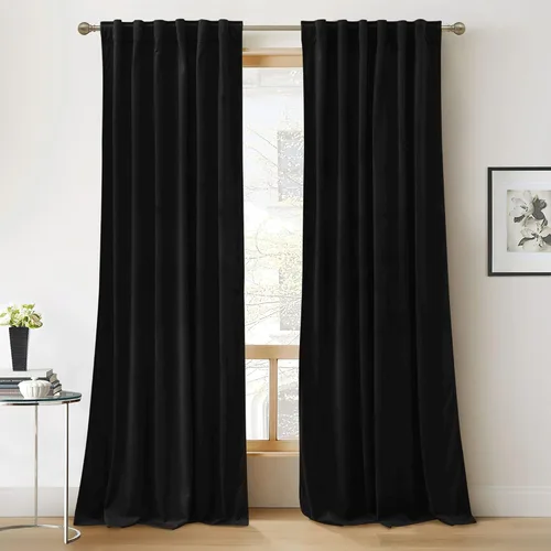 Miniatura 47 de RYB HOME - Cortinas de terciopelo beige, cortinas decorativas resistentes con pestaña trasera, cubierta de privacidad para oscurecer habitación