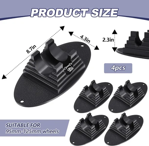 Miniatura 2 de Syhood Soporte para patineta, 4 unidades, soporte de estacionamiento, soporte para patadas, adecuado para ruedas de 3.740 in a 4.724 in, base