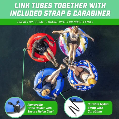 Miniatura 6 de GoSports Tubo de río resistente de 44 pulgadas con cubierta de lona premium - Tubo de río de grado comercial - Estrellas y rayas