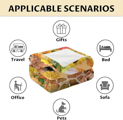 Miniatura 6 de Manta de jirafa para regalar – Manta estética de jirafa de 40 x 50 pulgadas, mantas de felpa suave y mullida naranja para sofá Jirafa2-1