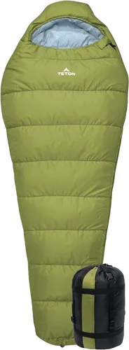 Miniatura 11 de TETON Sports LEEF Saco de dormir ultraliviano, estilo momia, saco de compresión incluido. Fuego/Pizarra
