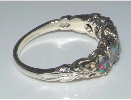 Miniatura 4 de Anillo de plata de ley 925 con ópalo sintético para mujer, tallas 4 a 12