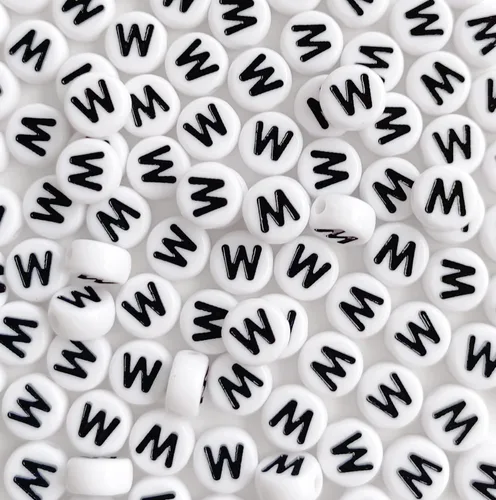 Miniatura 19 de 100 cuentas de letra, cuentas redondas blancas acrílicas del alfabeto de 0.157 x 0.276 pulgadas (0.157 x 0.276 in), cuentas vocales de letra A