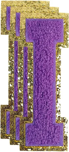 Miniatura 49 de 3 parches de números de chenilla negra, tamaño grande de 4-1/2" parches de números para planchar, parches universitarios para ropa, 8" Borde oro rosa