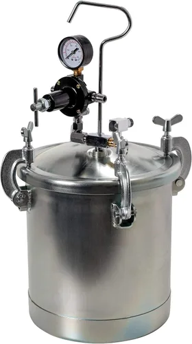 TCP Global bote de pintura a presión de 2-1/2 galones (10 litros) con regulador de presión para trabajos de pintura de gran tamaño y pintura de