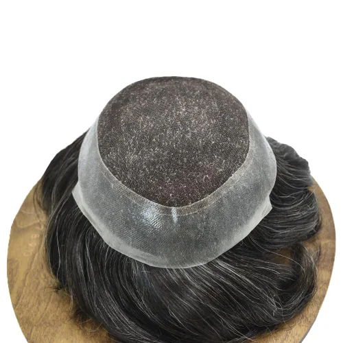 Miniatura 65 de Sistema de reemplazo de cabello de encaje francés para hombre, piezas de cabello de aspecto natural, encaje frontal, negro, marrón, rubio, gris
