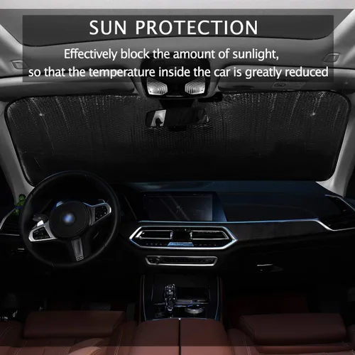 Miniatura 6 de Parasol plegable para parabrisas de automóvil, diseño de ojos rojos aterradores, contra rayos UV, parasol para mantener tu vehículo fresco