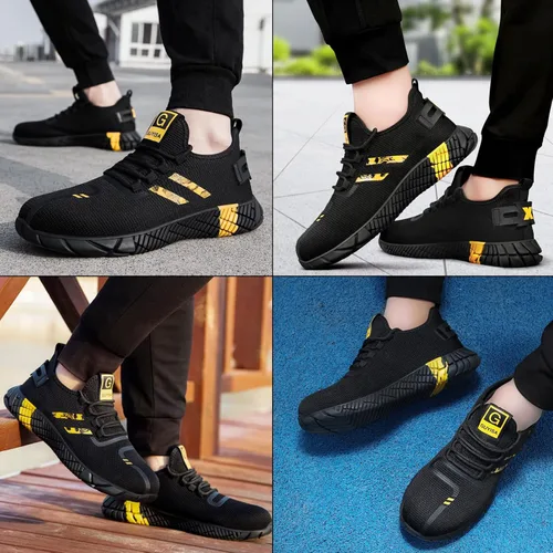 Miniatura 5 de GLANOUDUN Zapatos de punta de acero para hombres y mujeres, zapatos de seguridad ligeros y cómodos para hombres con punta de acero ancha, zapatos