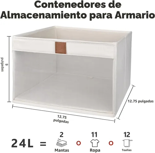 Miniatura 3 de Organizadores y almacenamiento de ropa para armario, cestas de almacenamiento plegables con ventana de malla para ropa, toallas y juguetes, 10.75 x