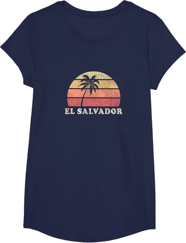 Miniatura 28 de El Salvador Vintage 70s Retro Throwback Design Camiseta, Azul