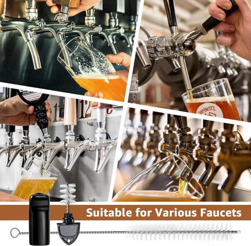 Miniatura 6 de Tapón para grifo de cerveza, 5 tapones de grifo de cerveza y 5 tapas de goma para grifo de cerveza y 1 cepillo de limpieza larga para la mayoría