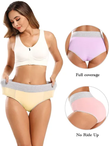 Miniatura 3 de POKARLA - Ropa interior de algodón y con cintura alta para mujer, es suave, es transpirable, son calzones elásticos, con talla regular