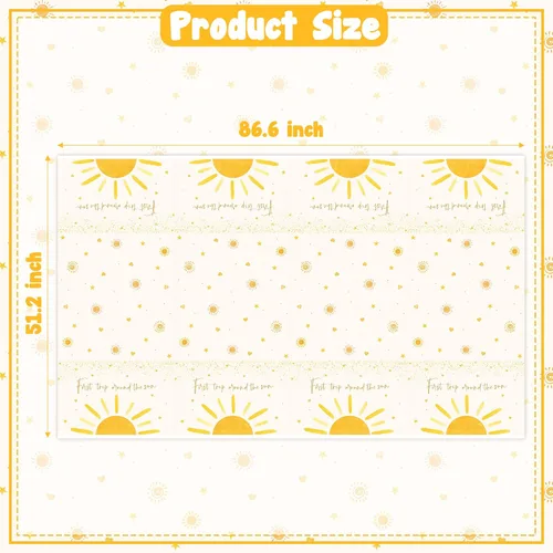 Miniatura 3 de 3 piezas de manteles de cumpleaños de sol bohemio, decoración de fiesta de sol bohemio, desechables, plástico impermeable, rectangulares