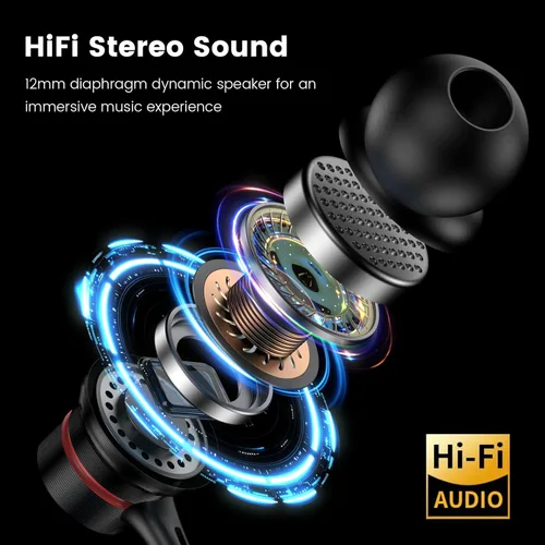 Miniatura 3 de MOSWAG Auriculares con cable con micrófono, auriculares intrauditivos de 0.138 in con ajuste de aislamiento de ruido y sonido claro, cómodos