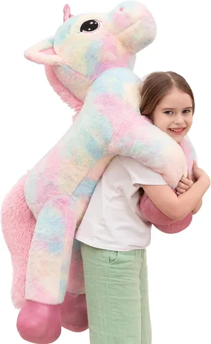 Miniatura 9 de Muiteiur Animal de peluche de unicornio de 31.6 pulgadas, unicornio de peluche grande para niñas, almohada de felpa suave, regalos para niñas y Azul