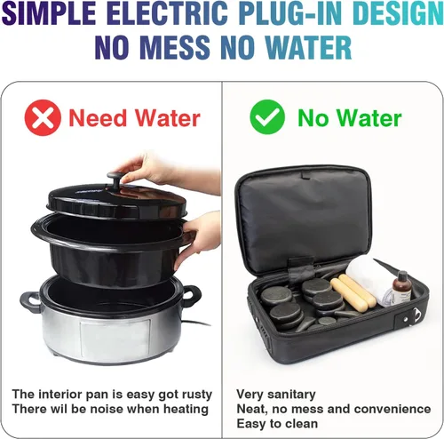 Miniatura 7 de Calentador portátil de piedras calientes eléctrico para spa, calentador de toallas secas, controlador digital, bolsa de calefacción con adaptador