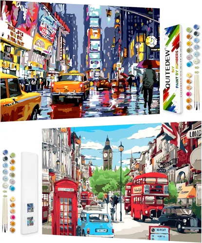 Miniatura 18 de QUITEDEW Pintura por números para adultos, pintura de cascada de montaña por números, kits de pintura de paisaje natural por números, adecuado
