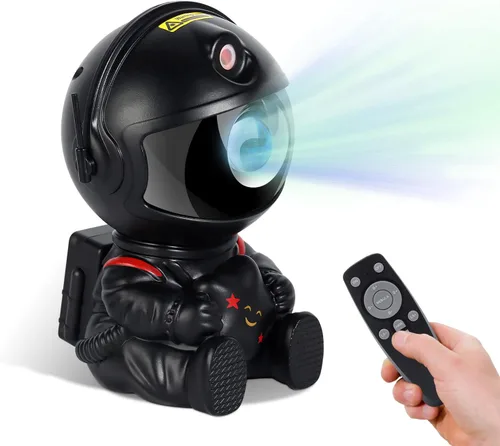 Luz de Estrellas Nebulosa Astronauta para Niños - Proyector de galaxia para dormitorio/sala de juegos para adultos, decoración de cine en casa negro、