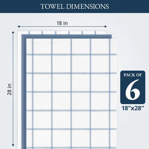 Miniatura 3 de LANE LINEN Juego de Toallas de Cocina de Algodón, Paquete de 6 – Absorbentes, de Secado Rápido, Toallas para Platos, 18" x 28", Suaves, Toallas