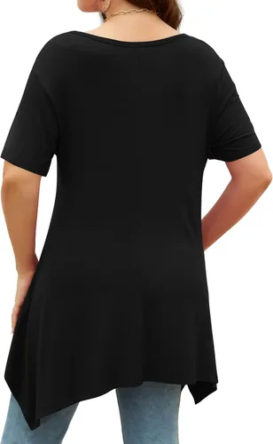 Miniatura 3 de POPYOUNG 2024 Womens Summer Short Sleeve Tunic Tops Casual Swing Blouse Shirt