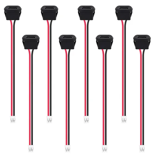 Miniatura 11 de 8pcs Bare Board Type-C Female Chassis Waterproof 2P Solder Wire Type USB C Pigtail Cable Extension Power Cable USB-C Plug to 2 Pin Bare Wire Open