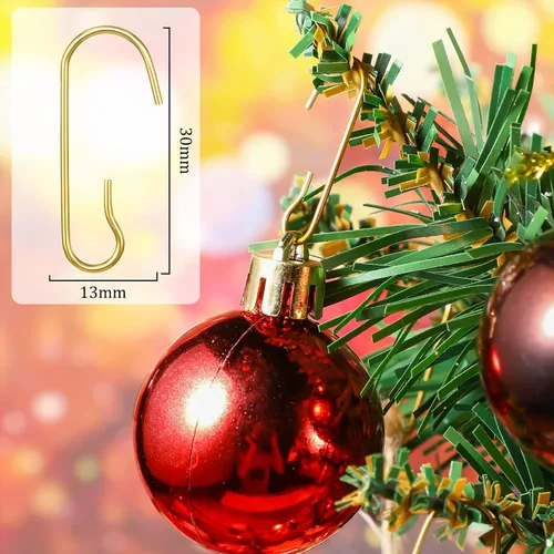 Miniatura 2 de Hotop 120 ganchos dorados para adornos, ganchos colgantes de alambre de metal flexible de Navidad con caja de almacenamiento para árbol de Navidad