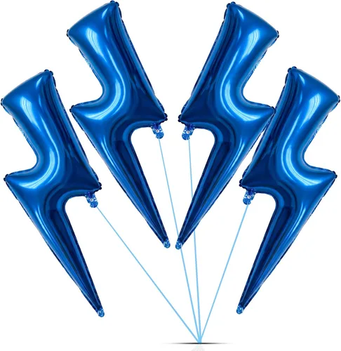 Miniatura 10 de Deekin 4 globos de 45 pulgadas con forma de rayo para fiestas, globos con forma de rayo para decoración de cumpleaños, boda, baby shower (negro)