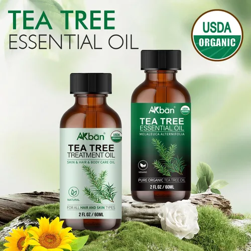 Miniatura 7 de AKBAN Aceite esencial de árbol de té y aceite de árbol de té para el tratamiento del cabello, 100% puro y natural, ideal para cabello, piel, uñas