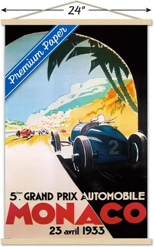 Miniatura 3 de Trends International Grandprix Automobile Monaco 1933 - Póster de pared, 22.37 x 34.00 pulgadas, paquete de impresión premium y colgador de madera