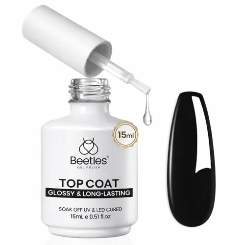 Miniatura 19 de Beetles 2 Piezas Juego de Base y Capa Superior de Gel Libre de Hema Sin Limpieza, Fórmula Suave Mejorada Capa Superior Brillante Esmalte de Uñas