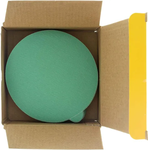 Miniatura 3 de Dura-Gold Discos de lija PSA de película verde de 5 pulgadas, grano 180 (caja de 50), discos de papel de lija autoadhesivos con parte trasera