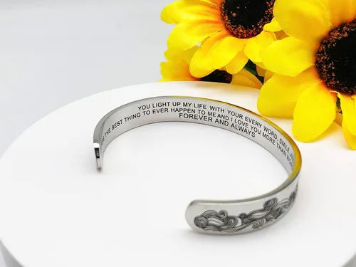 Miniatura 364 de Pulseras inspiradoras para mujer, joyería de acero inoxidable, con refranes, pulsera motivacional con mensaje oculto, pulseras grabadas para mejor