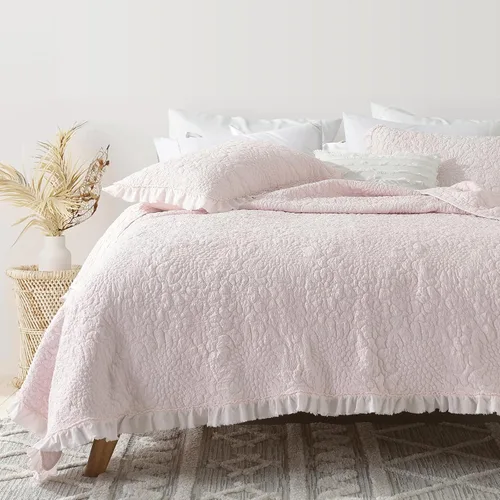 Miniatura 15 de HORIMOTE HOME Edredón beige con volantes, tamaño individual, microfibra lavada a la piedra, ligera, arrugada, rústica, desgastada, elegante, 2