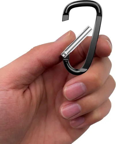 Miniatura 4 de 2.4 "24pcs pequeño mosquetón clip llavero, aluminio D anillo forma clips con llavero gancho