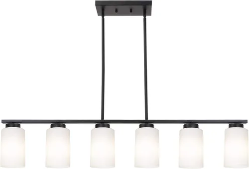 Miniatura 10 de TODOLUZ Luminaria Colgante Negra con Cristal Blanco Ópal, Mini Candelabro de Estilo Rústico para Isla de Cocina y Pasillo