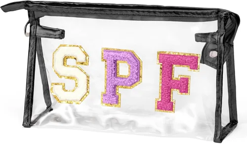 Miniatura 7 de Preppy Patch - Bolsa de cosméticos transparente para verano, bolsa de aseo universitaria, bolsa de maquillaje, bolsa de viaje, playa, para mujeres