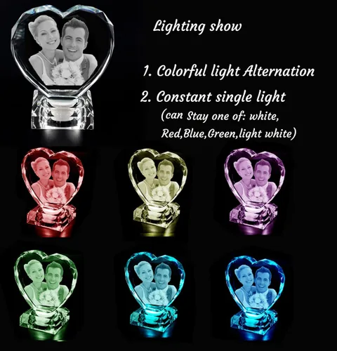 Miniatura 3 de Foto de cristal 3D con luz grabada con láser 3D, regalos personalizados para mujeres, ella, él, mamá, pareja, novia, regalos de aniversario