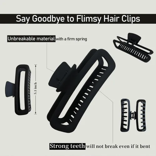 Miniatura 2 de Pinzas para el cabello de 5 pulgadas, irrompibles, cuadradas, rectangulares, color neutro, para cabello grueso y rizado, largo, para mujeres, A 5