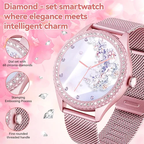 Miniatura 2 de Reloj inteligente para mujer – Hacer/responder llamadas, reloj de fitness impermeable IP67 de 1.32 pulgadas con monitor de sueño de frecuencia