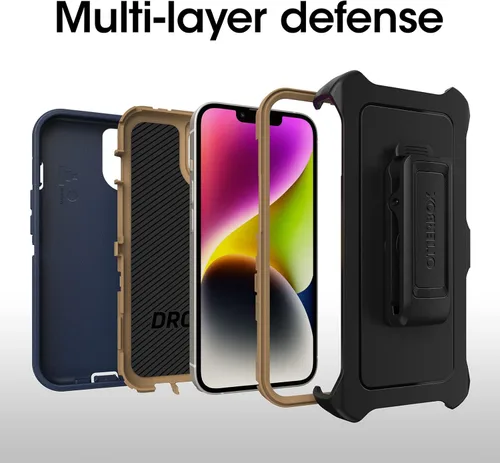 Miniatura 3 de OtterBox Funda para iPhone 14 y iPhone 13 Defender Series - Zapatos de gamuza azul (azul), resistente y duradero, con protección de puerto, incluye
