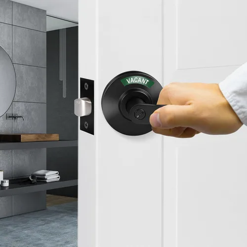 Miniatura 4 de Manija de puerta de baño comercial Cerradura de baño ocupada vacante para baño público Manija de puerta ocupada para oficina, restaurante, Negro