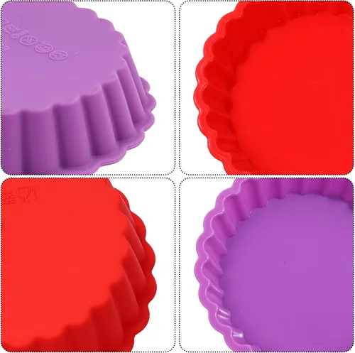 Miniatura 6 de FUNBAKY Molde de silicona para quiche, mini molde antiadherente redondo de silicona para tartas y tartas, 10 paquetes