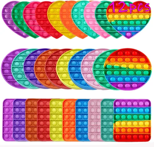 12 piezas aleatorias de juguetes para ansiedad, juego de juguetes sensoriales Push Pop Fidget, regalos para aliviar el estrés para niños y adultos,