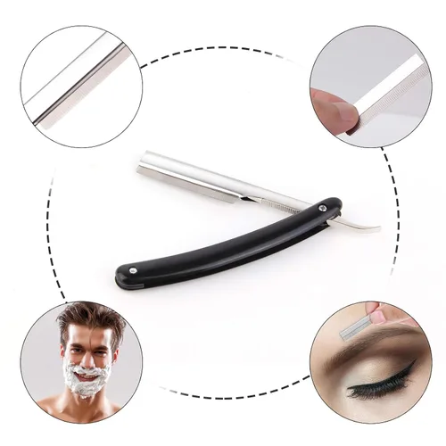 Miniatura 6 de Lamoutor 100 hojas de afeitar de un solo filo de acero industrial, cuchillas de afeitar rectas desechables para hombres y mujeres